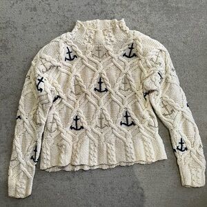 Vintage 90s casual corner hand knit chunky sweater sailboat nautical jumper
